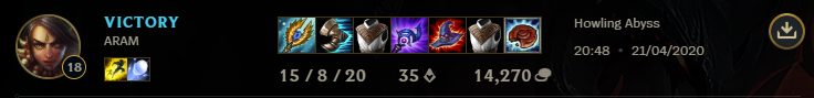 Fig 1. An example game from my match history